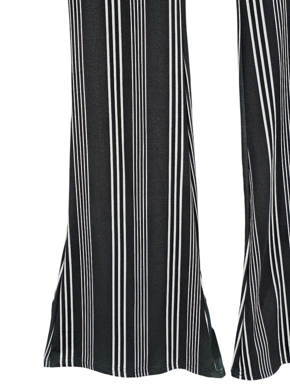 NWT No Boundaries Stretch Bellbottom Bell Bottom Pants Black White Pin Stripe L - Picture 5 of 12